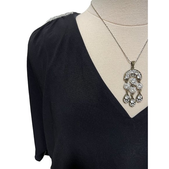 Black midi dress with rhinestone accents - Picture 3 of 6